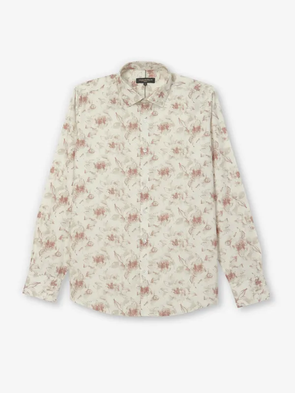 CRIMSOUNE CLUB printed peach cotton shirt for casual shirt