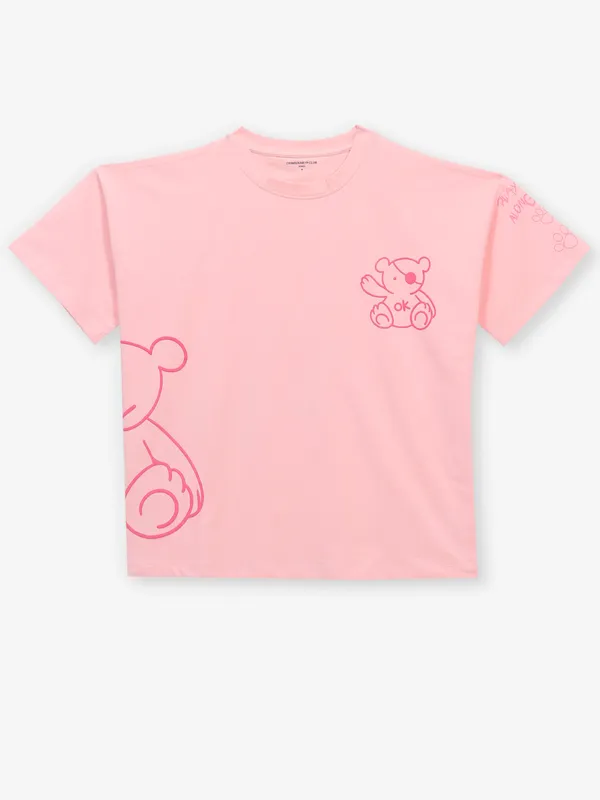 CRIMSOUNE CLUB printed pink cotton crop top