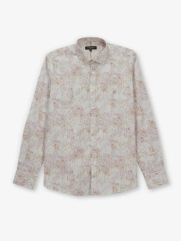 CRIMSOUNE CLUB printed white cotton shirt for mens