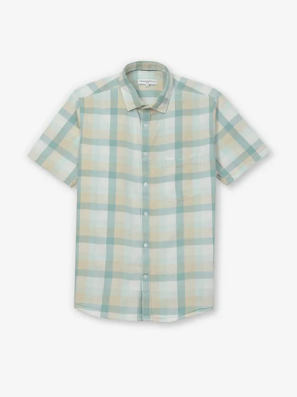 CRIMSOUNE CLUB sea blue cotton casual shirt