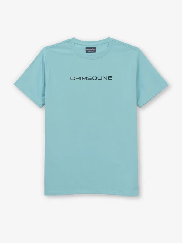 CRIMSOUNE CLUB sky blue brand name cotton t-shirt