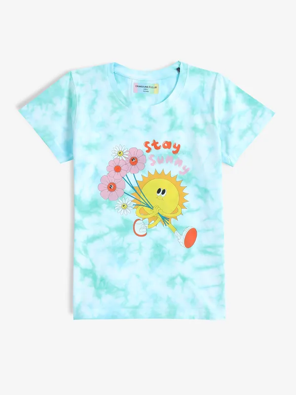 CRIMSOUNE CLUB sky blue printed t-shirt