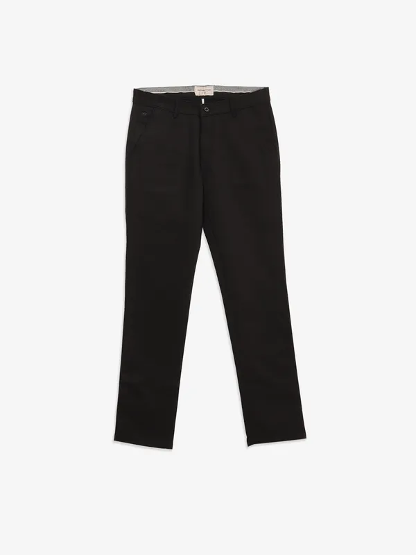 CRIMSOUNE CLUB solid black trouser in cotton