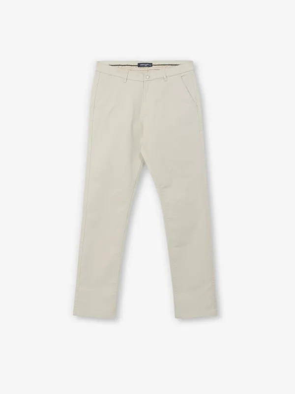 CRIMSOUNE CLUB solid cotton off white trouser for men