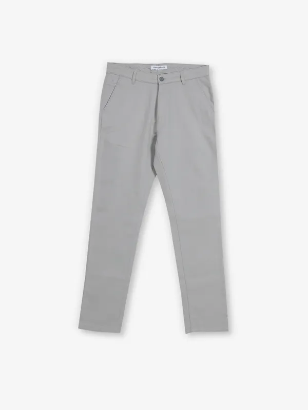 CRIMSOUNE CLUB solid urban fit grey cotton trouser for men