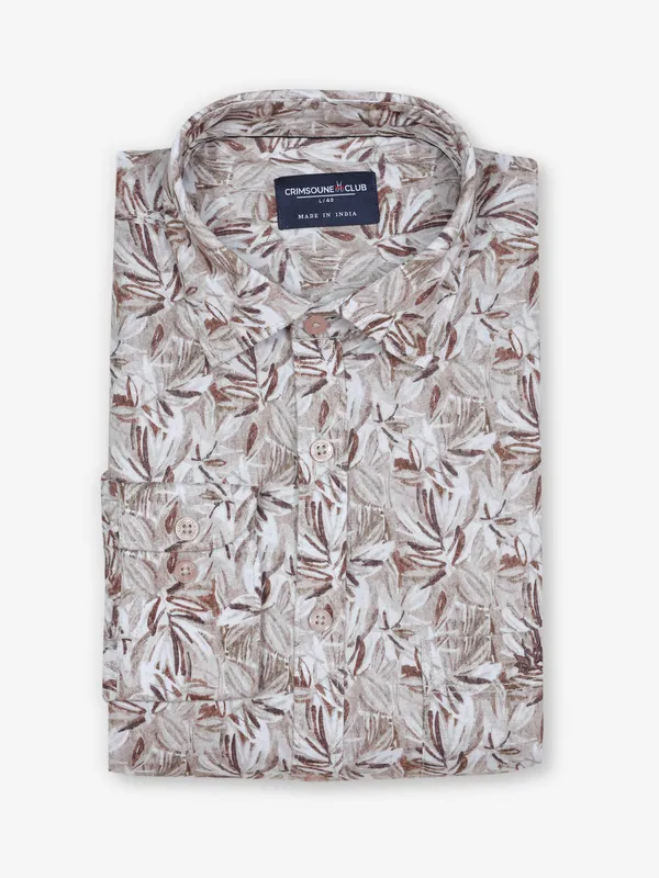 CRIMSOUNE CLUB white and brown cotton shirt