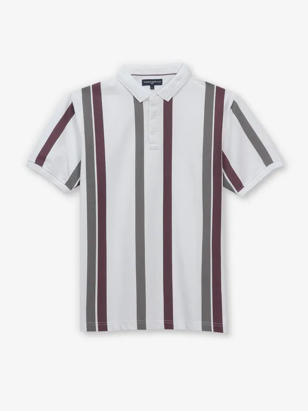 CRIMSOUNE CLUB white cotton t-shirt with stripe
