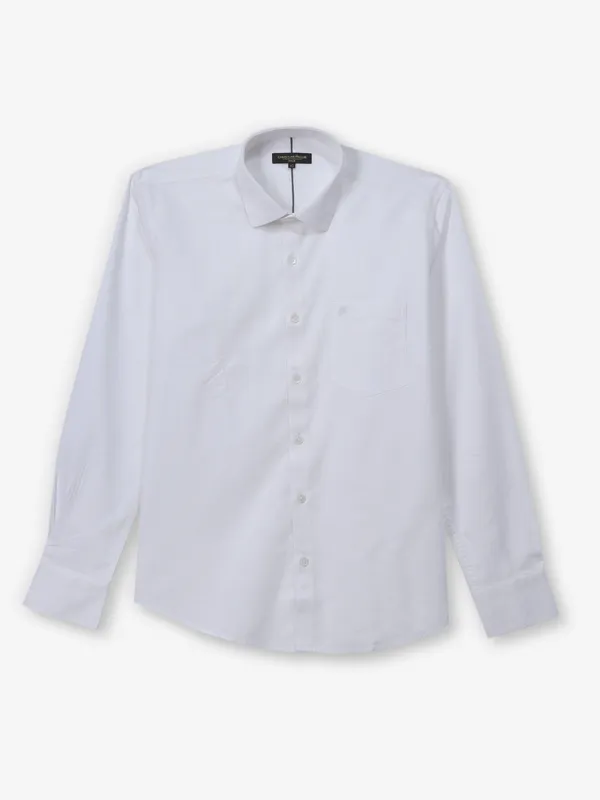 CRIMSOUNE CLUB white plain cotton shirt for mens