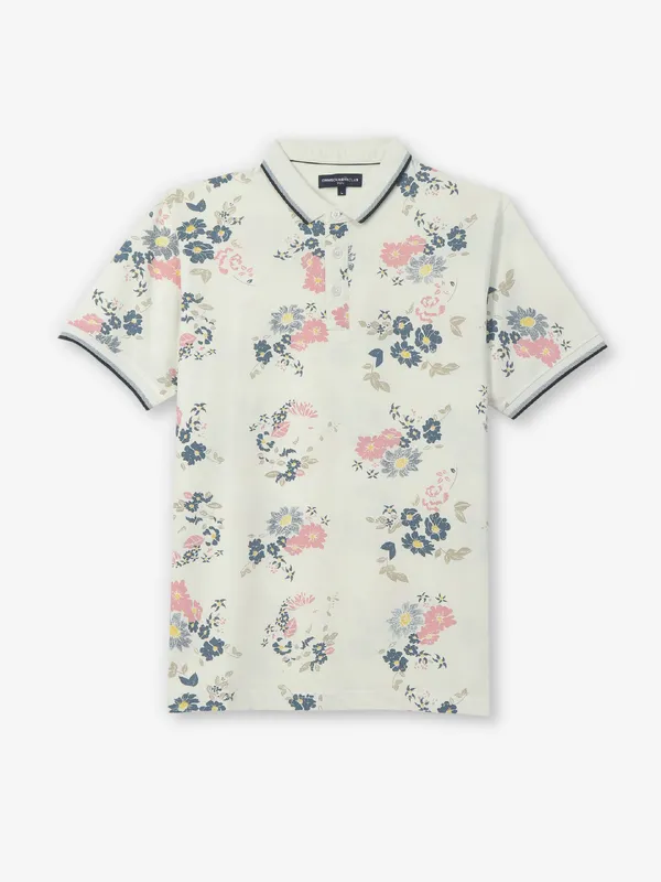 CRIMSOUNE CLUB white printed cotton t-shirt