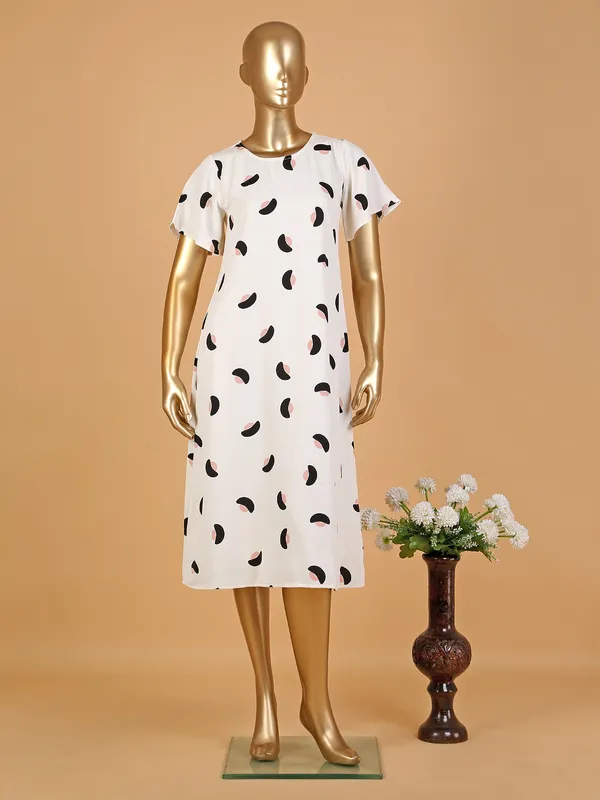 CRIMSOUNE CLUB white printed dress