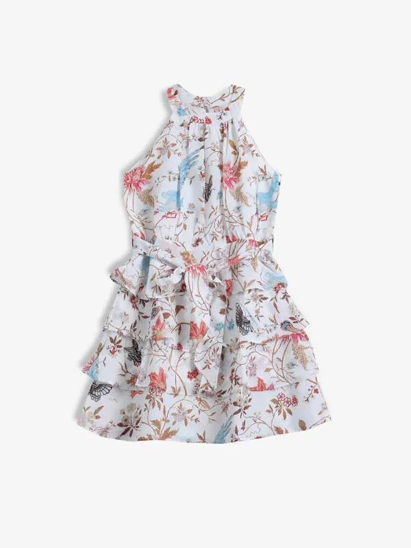 CRIMSOUNE CLUB white printed frock