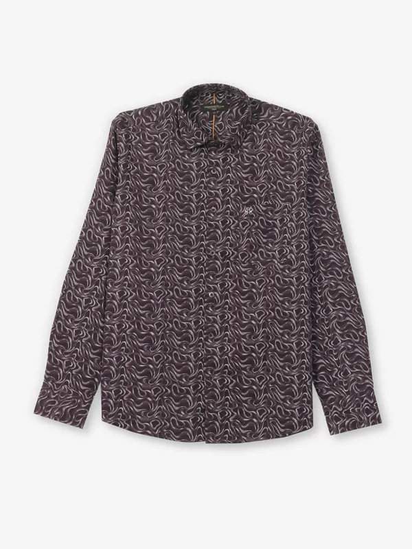 CRIMSOUNE CLUB wine cotton printed shirt