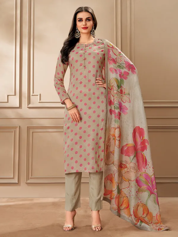 Dark Beige festive wear organza salwar suit