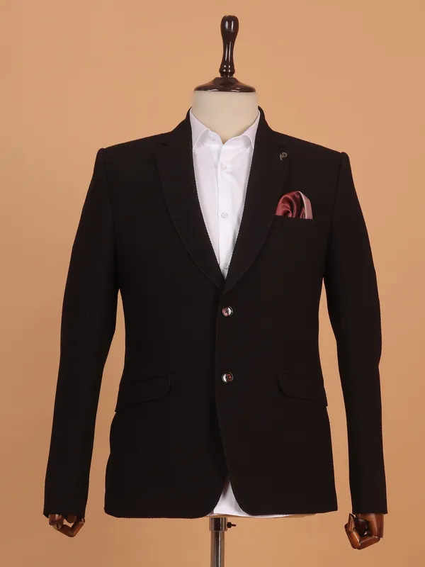 Dark brown cotton blazer for men