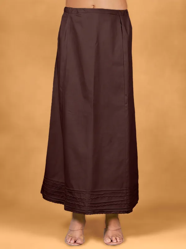 Dark brown cotton plain petticoat