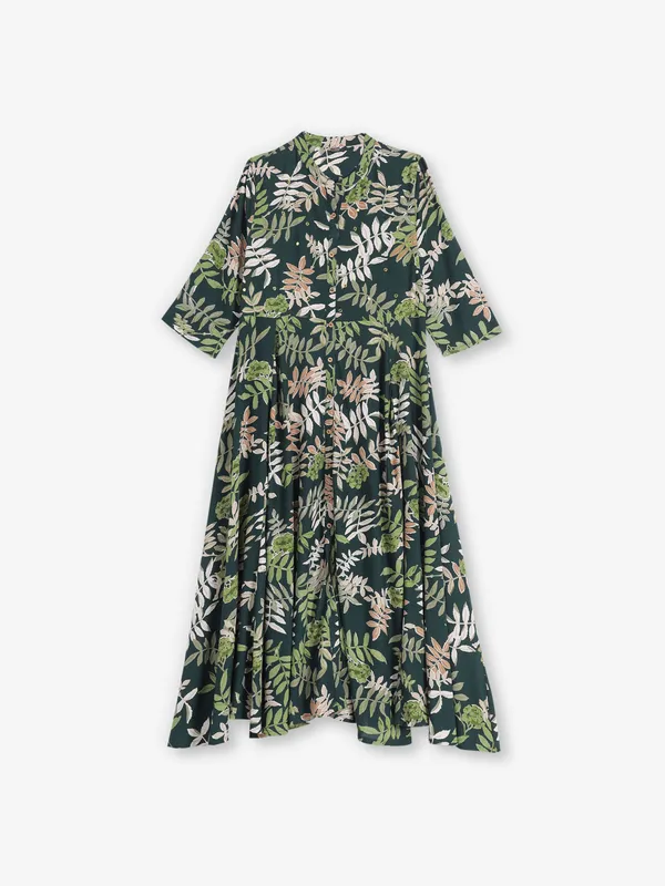 Dark green aabla elegance kurti