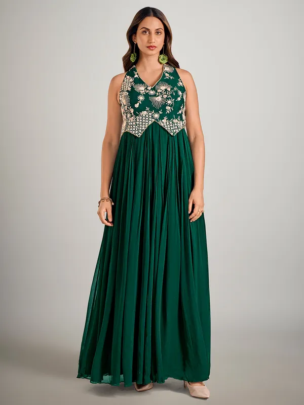 Dark green designer suit for wedding