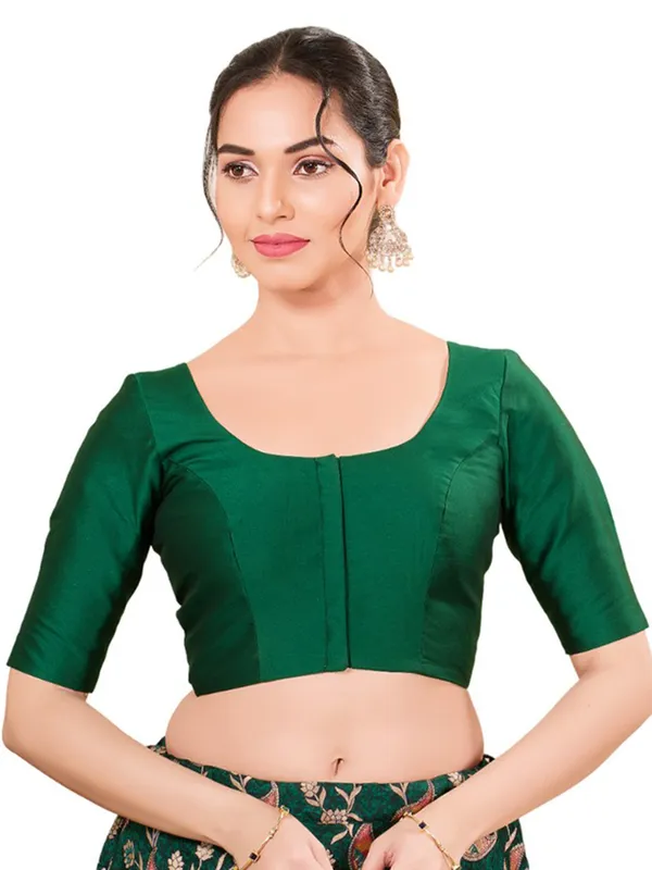 Dark green readymade silk blouse