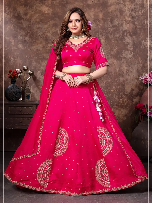 Dark megenta lehenga choli in silk
