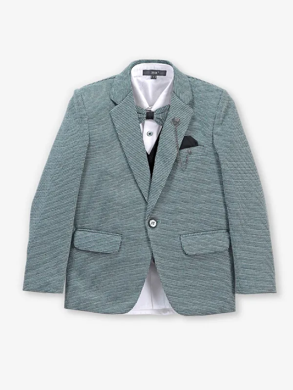 Dark olive terry rayon coat suit for boys