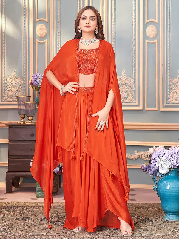 Dark orange designer suit for women