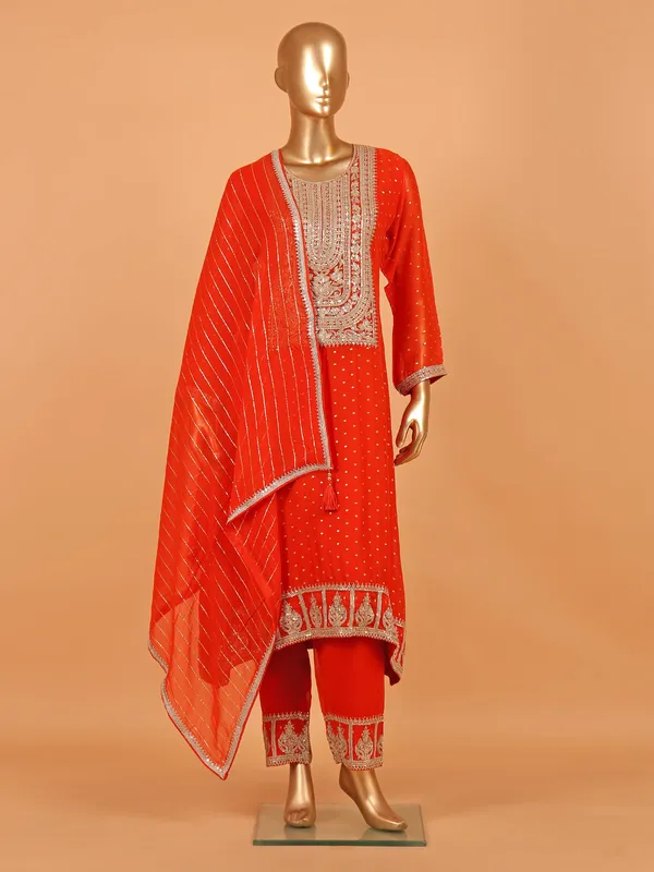 Dark orange georgette salwar suit