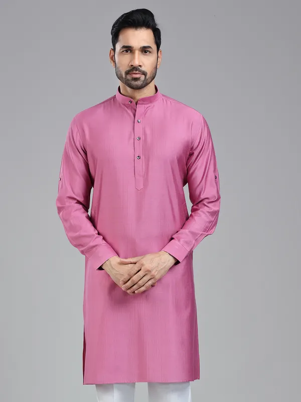 Dark pink plain kurta for festivals