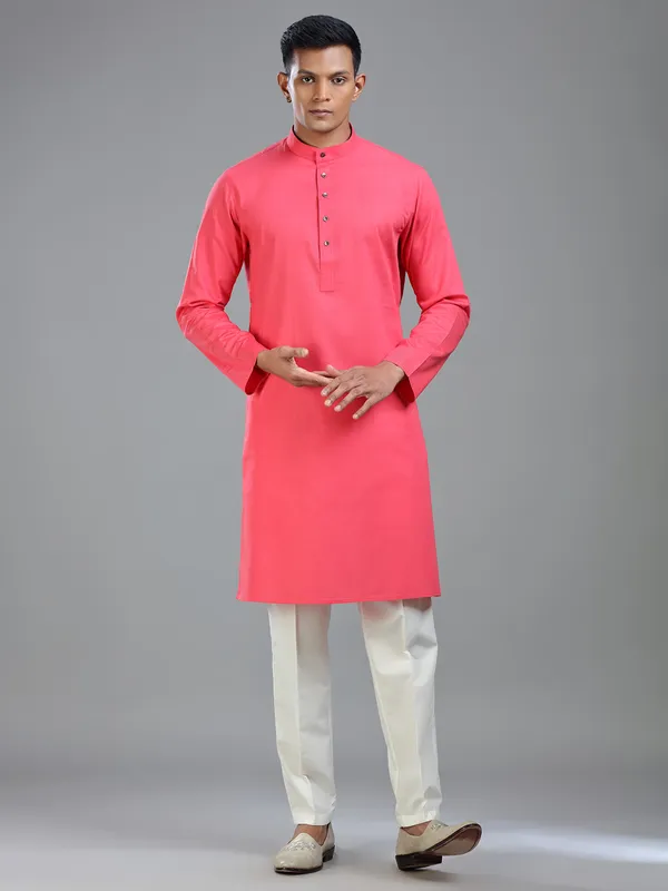 Dark pink simple and classy kurta suit for men