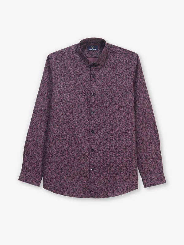 ALLEN SOLLY dark prink floral cotton slim fit shirt