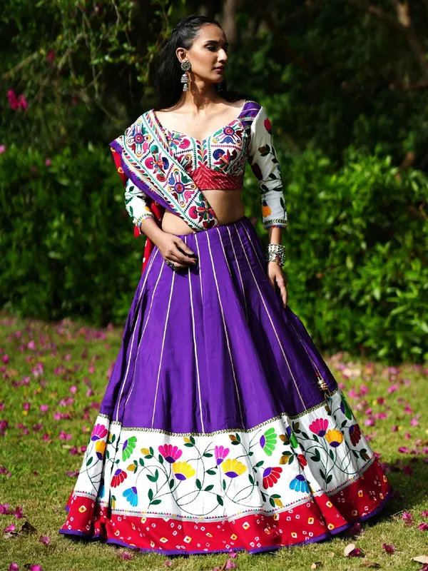 Dark purple cotton silk navratri chaniya choli
