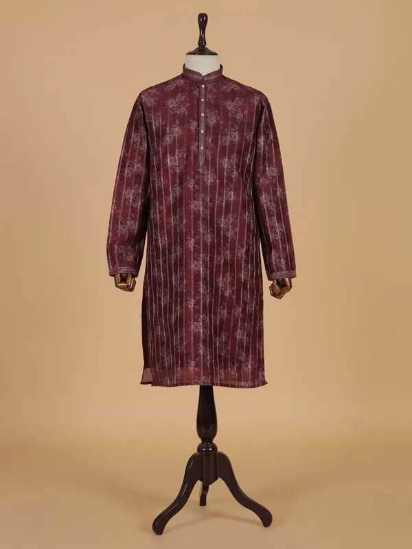 Dashing maroon cotton kurta suit for men
