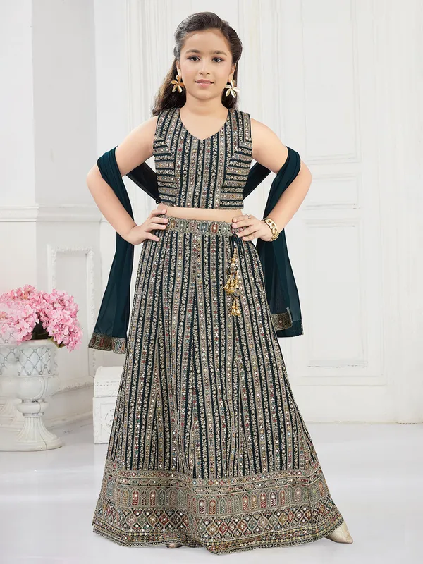 Dazzling black georgette lahenga choli