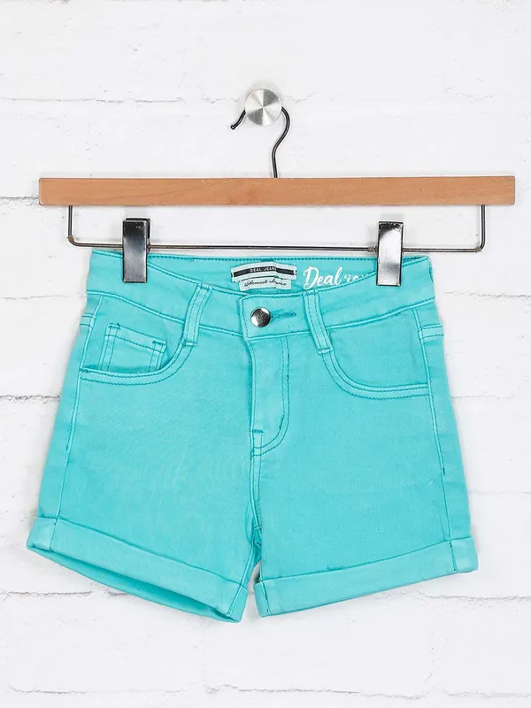 Deal aqua solid denim shorts