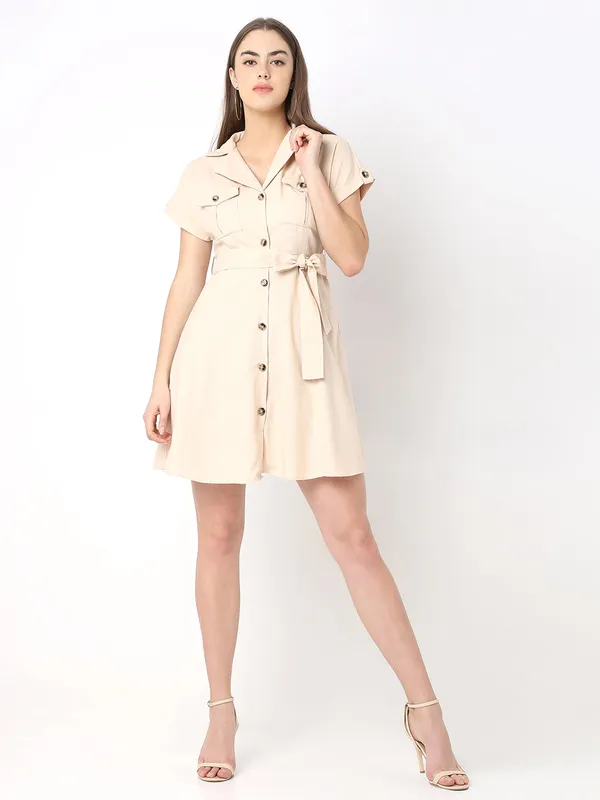 DEAL beige cotton short dress