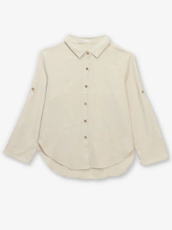 DEAL beige plain cotton shirt