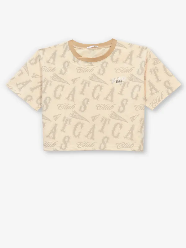 DEAL beige printed crop t-shirt