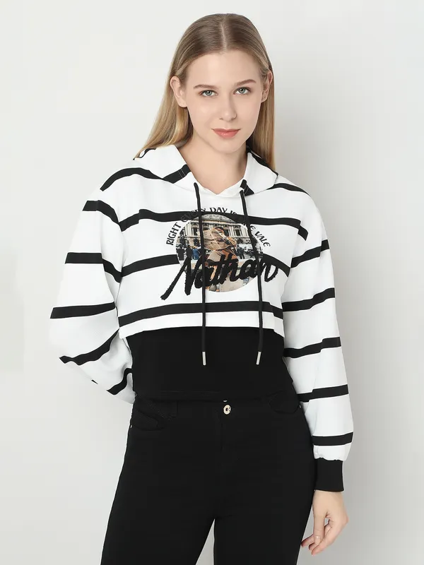 DEAL black and white woollen hoodie for women