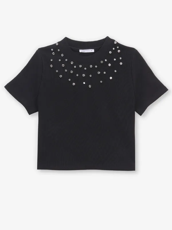 DEAL black cotton crop top for women