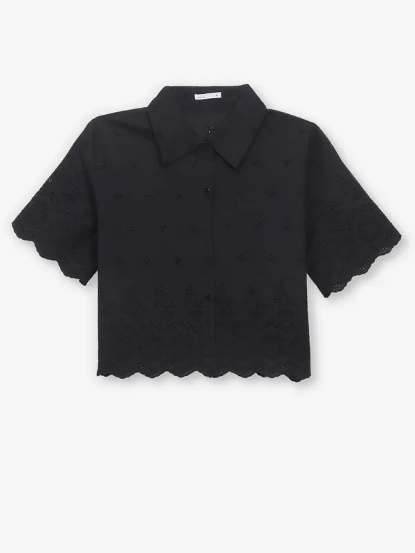 DEAL black cotton half sleeve top