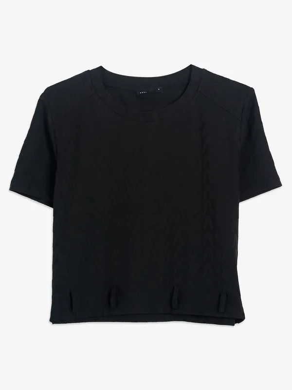 Deal black cotton half sleeves t-shirt