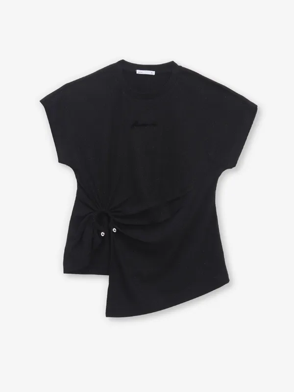 DEAL black cotton round neck crop top