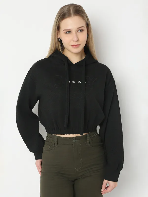 DEAL black crop top style hoodie for women