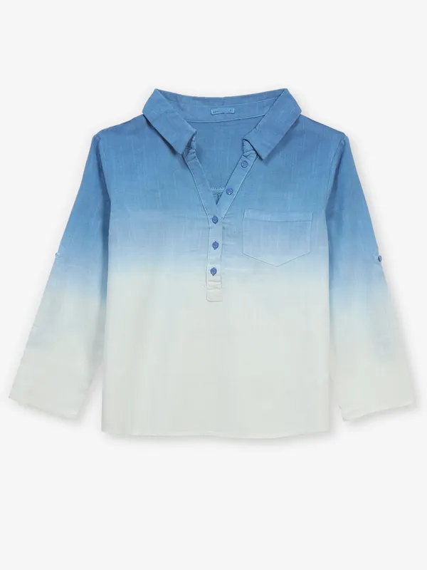 DEAL blue and white shaded cotton top