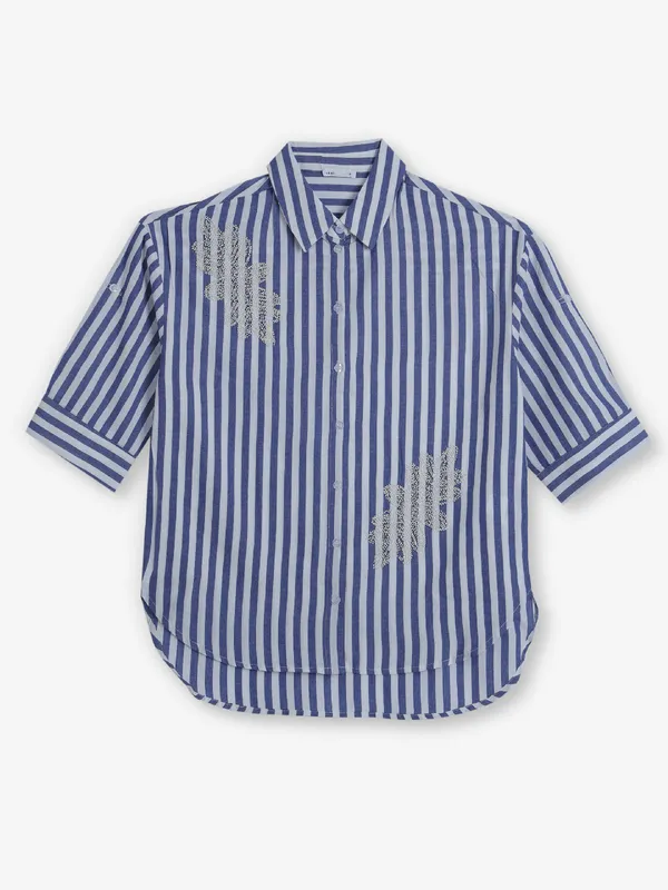 DEAL blue stripe cotton shirt for women