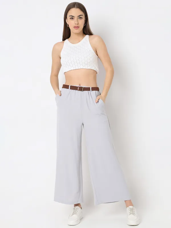 DEAL Cotton light grey solid palazzo