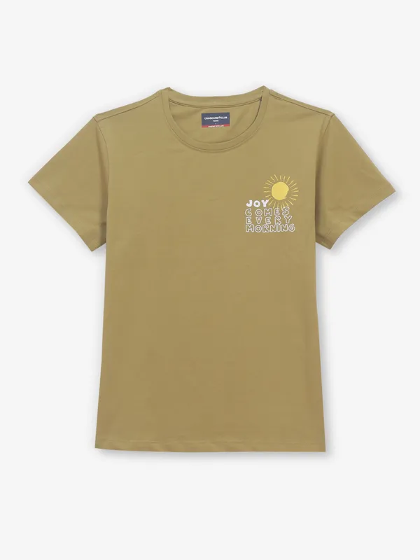 DEAL cotton printed olive t-shirt