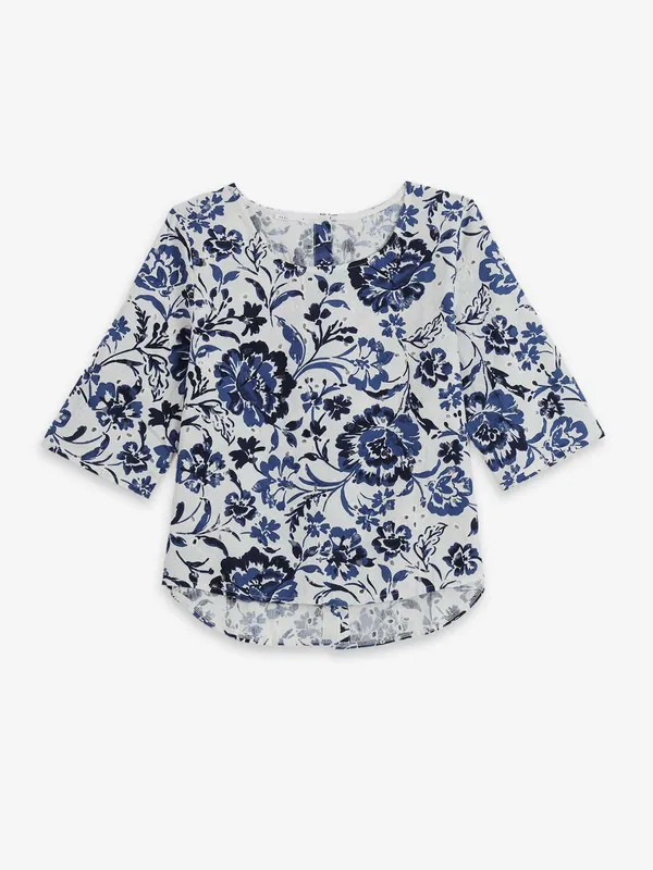 DEAL cotton printed white top for casual wear