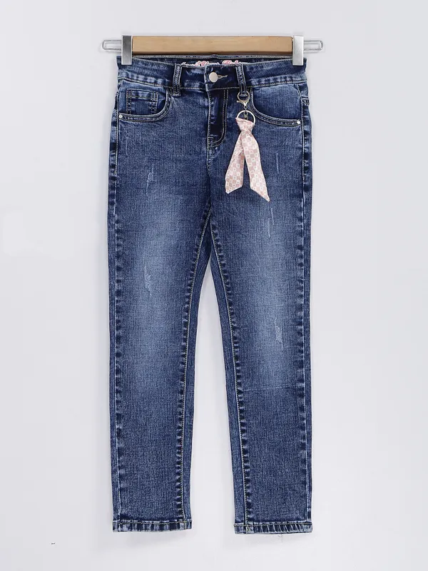 Deal dark blue mom jeans for girls