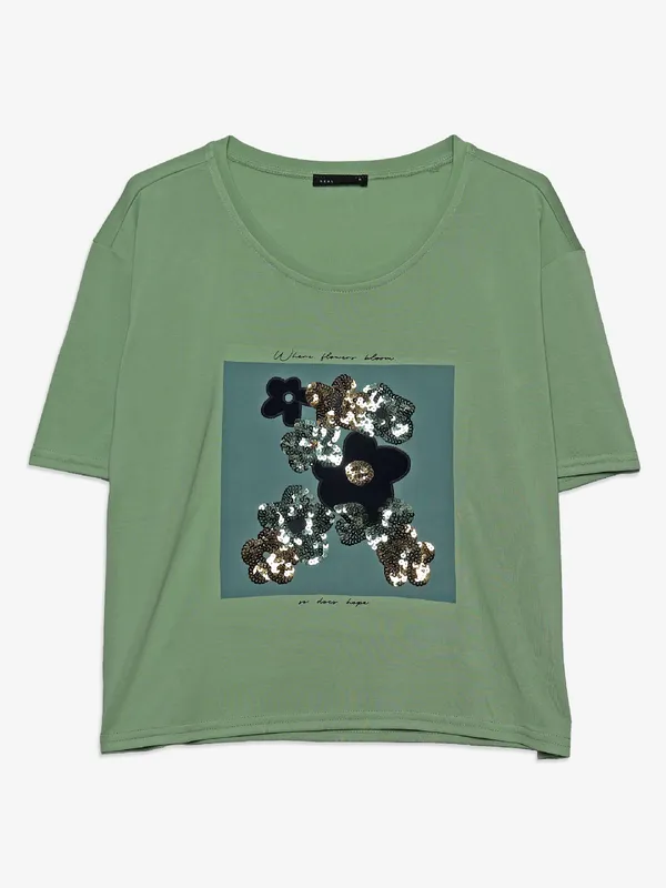 Deal green printed half sleeve t-shirt