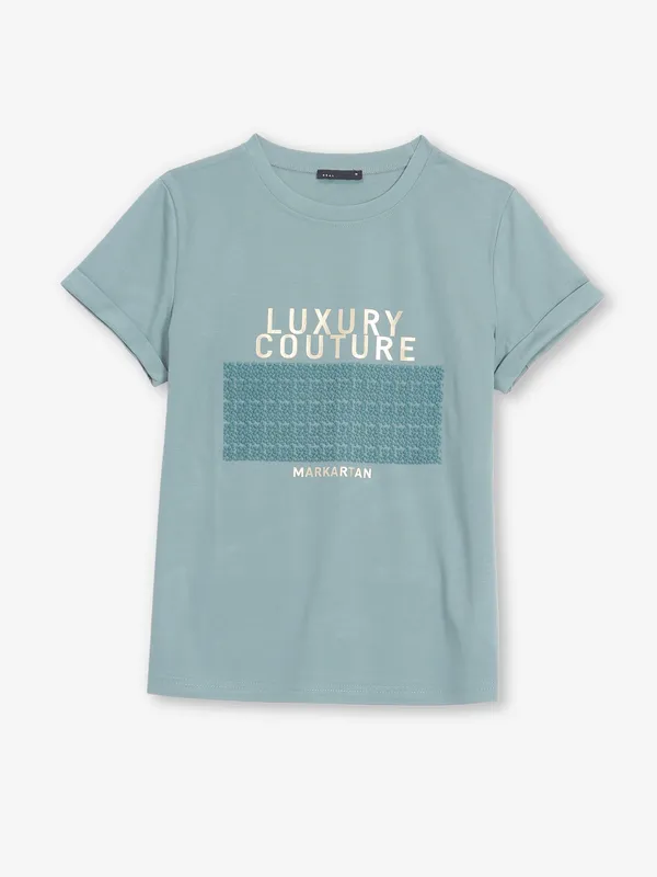 DEAL grey cotton t-shirt with round neck